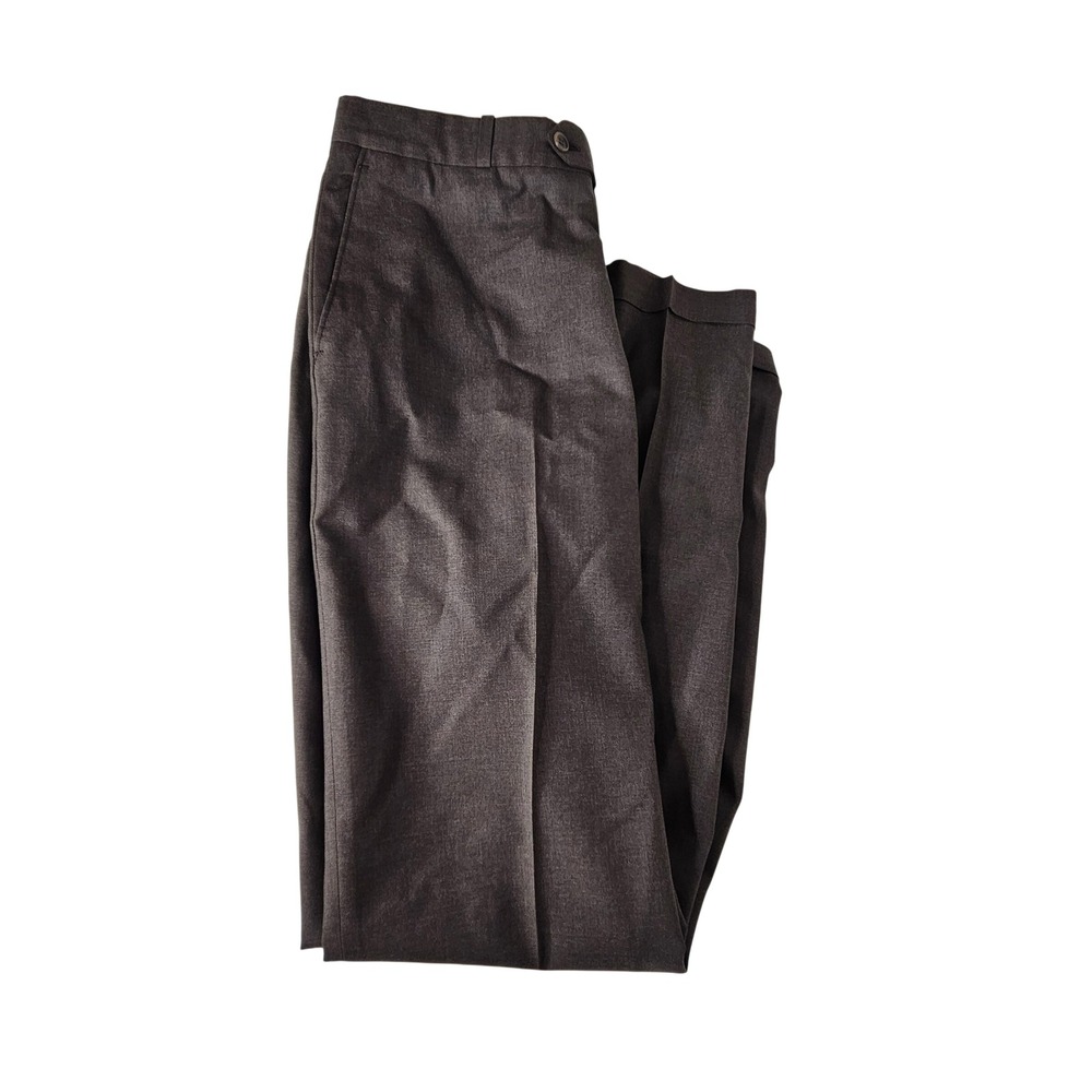 Cricketeer Men's 100% Wool Dress Trousers Brown Charcoal Cuffed Flat Front Waist